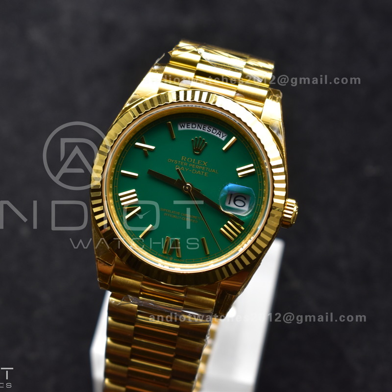 Day Date 40 YG 228238 THBF 1:1 Best Edition Green Roman Dial on President Bracelet VR3255 V3 (Gain Weight)